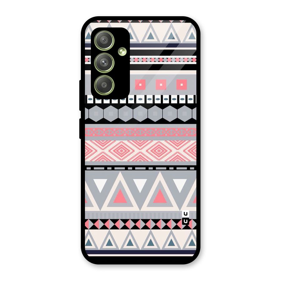 Grey Pink Pattern Glass Back Case for Galaxy A54