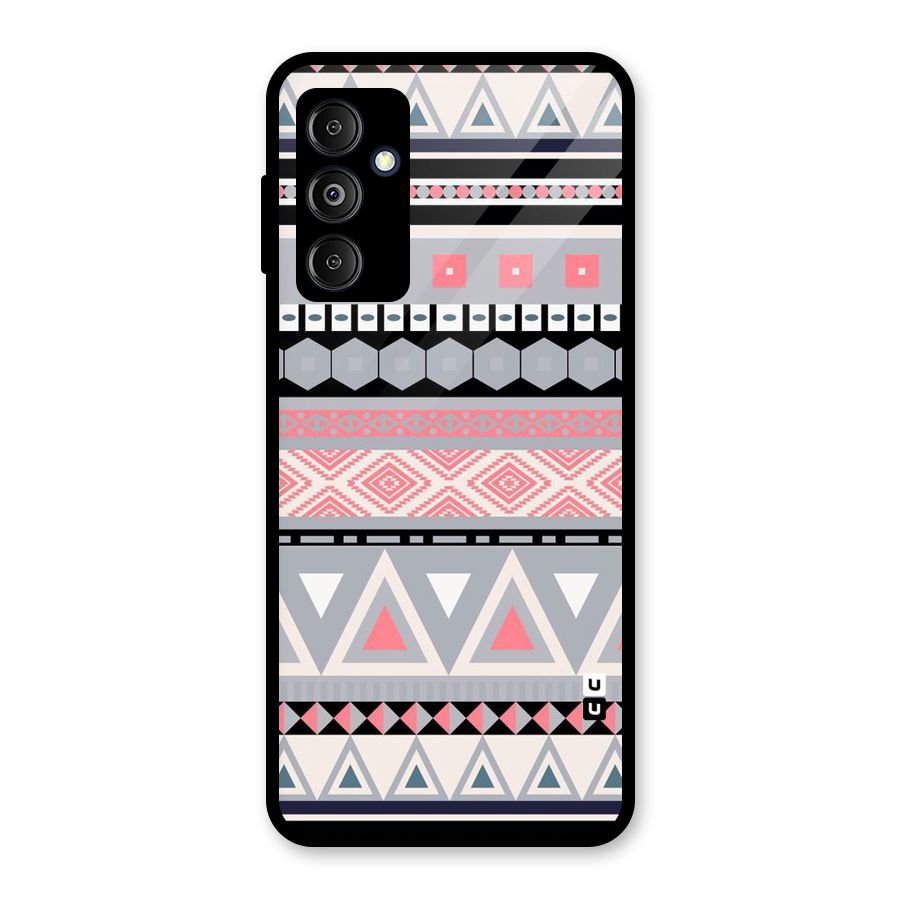 Grey Pink Pattern Glass Back Case for Galaxy M14 5G