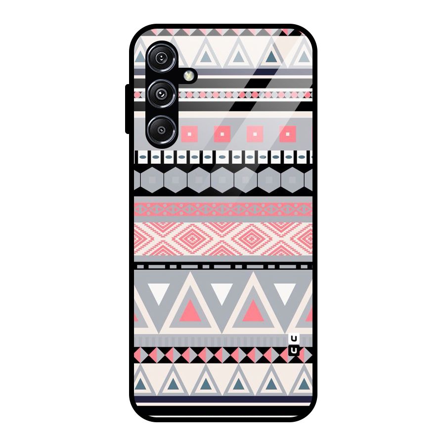 Grey Pink Pattern Glass Back Case for Galaxy M34 5G