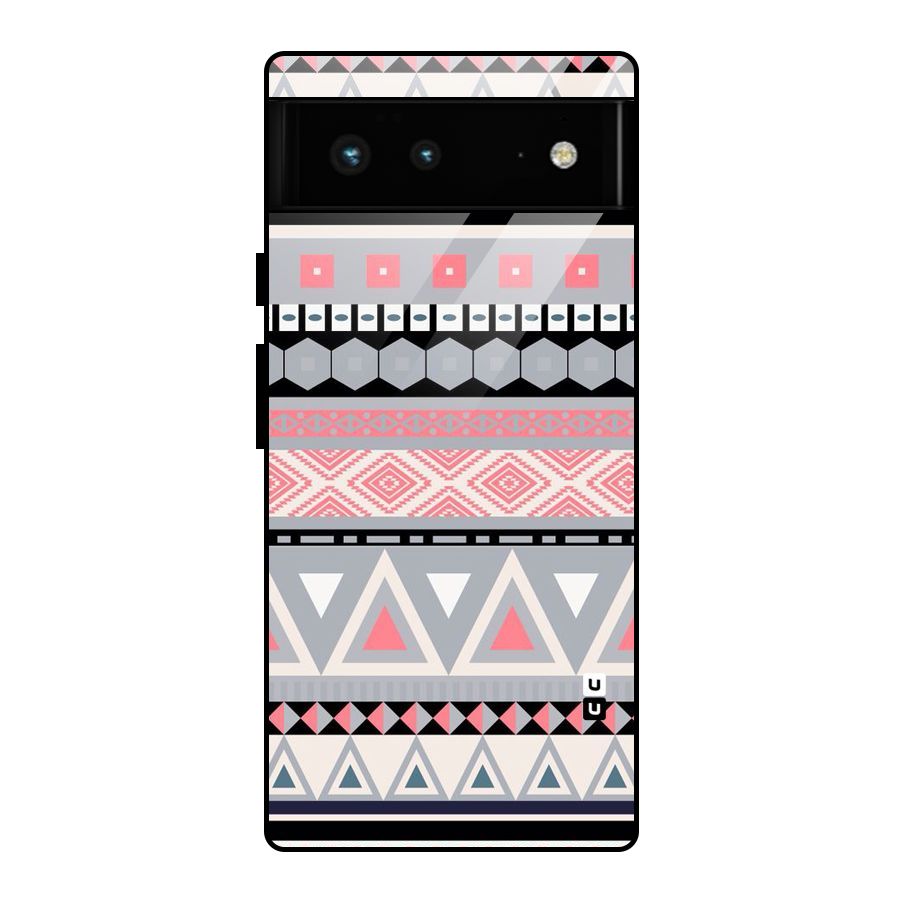 Grey Pink Pattern Glass Back Case for Google Pixel 6