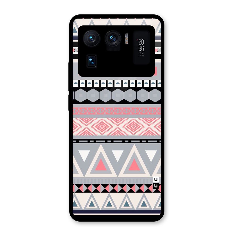 Grey Pink Pattern Glass Back Case for Mi 11 Ultra