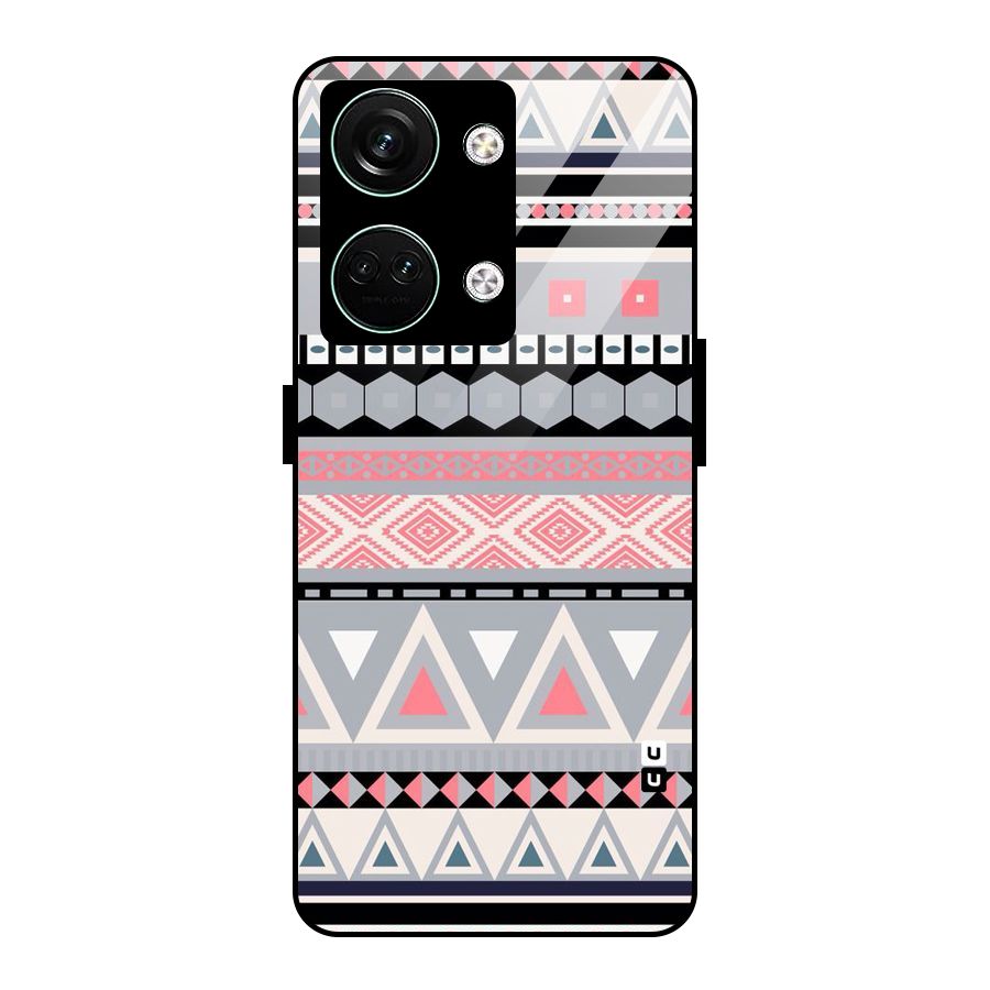 Grey Pink Pattern Glass Back Case for Oneplus Nord 3
