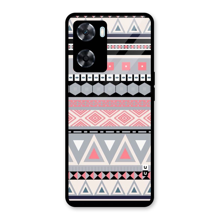 Grey Pink Pattern Glass Back Case for Oppo A77s