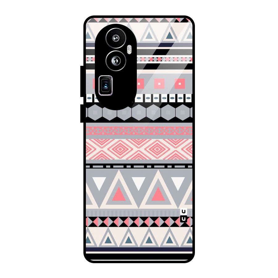 Grey Pink Pattern Glass Back Case for Oppo Reno10 Pro Plus
