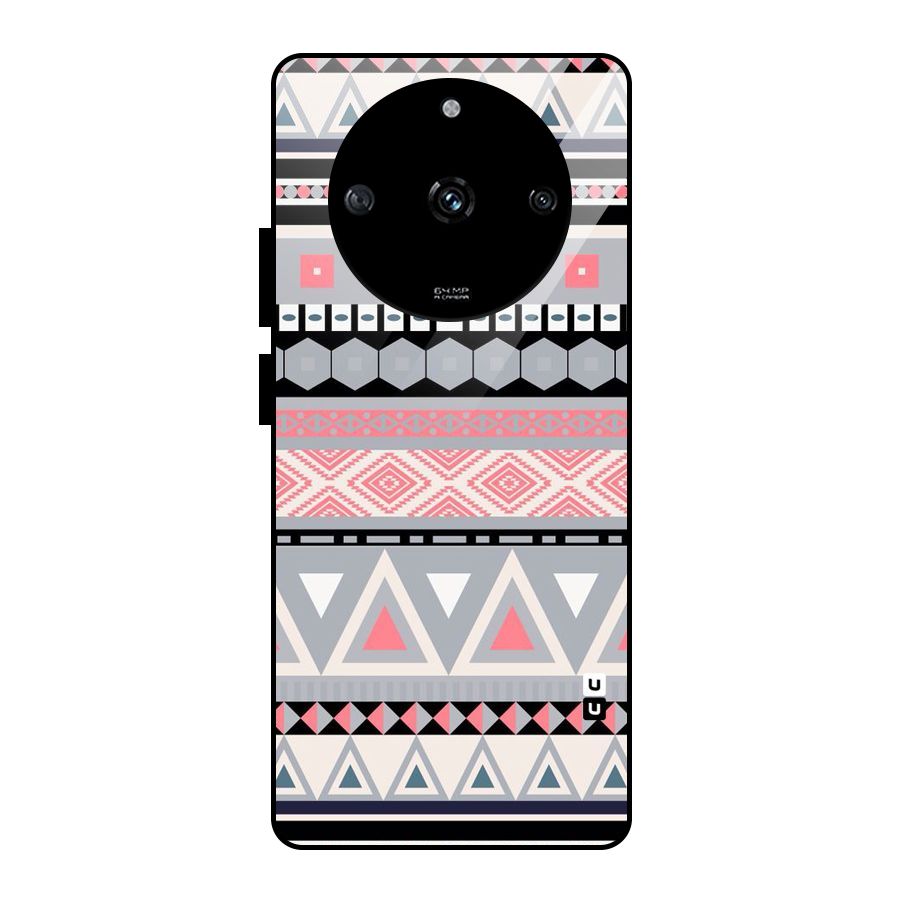 Grey Pink Pattern Glass Back Case for Realme Narzo 60 5G