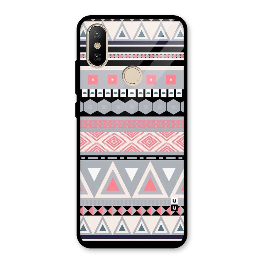 Grey Pink Pattern Glass Back Case for Redmi A2