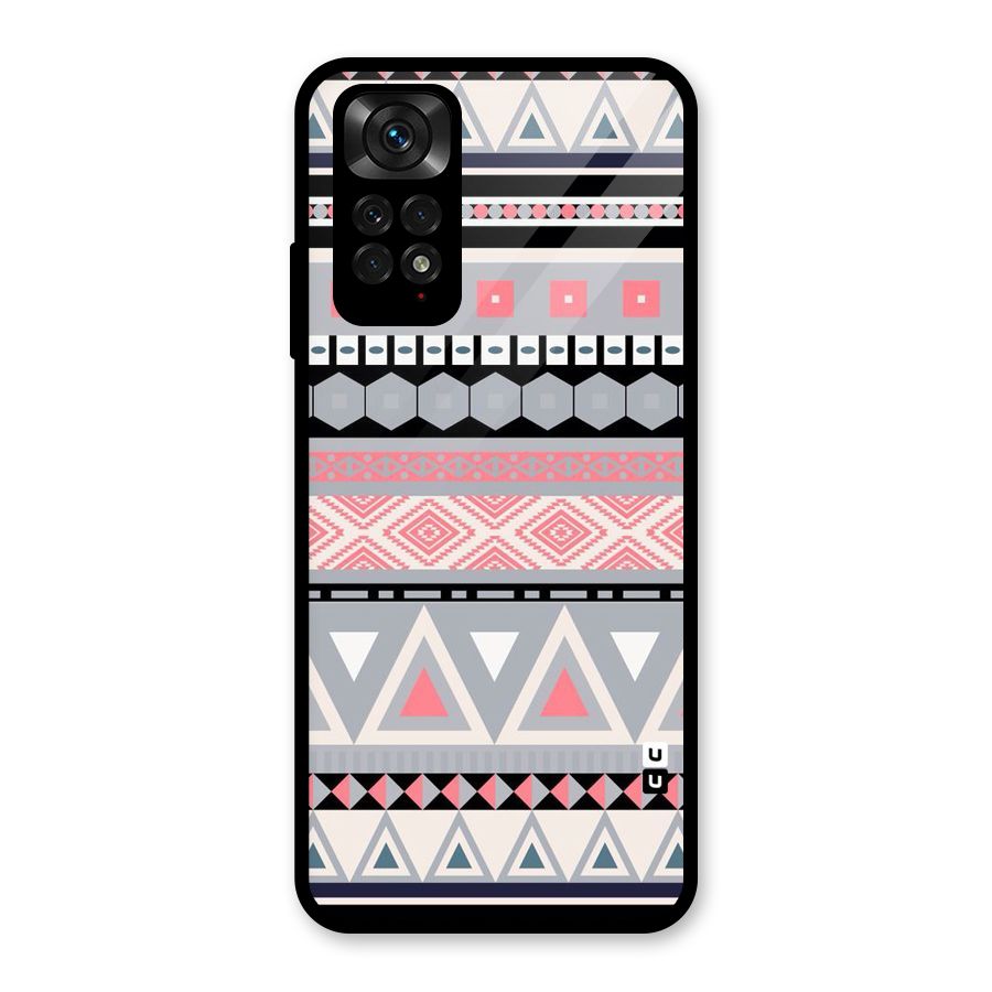 Grey Pink Pattern Glass Back Case for Redmi Note 11S
