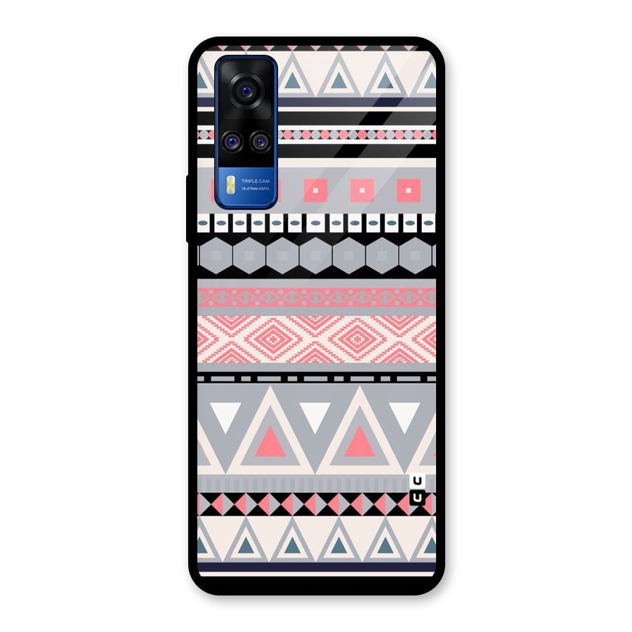 Grey Pink Pattern Glass Back Case for Vivo Y31