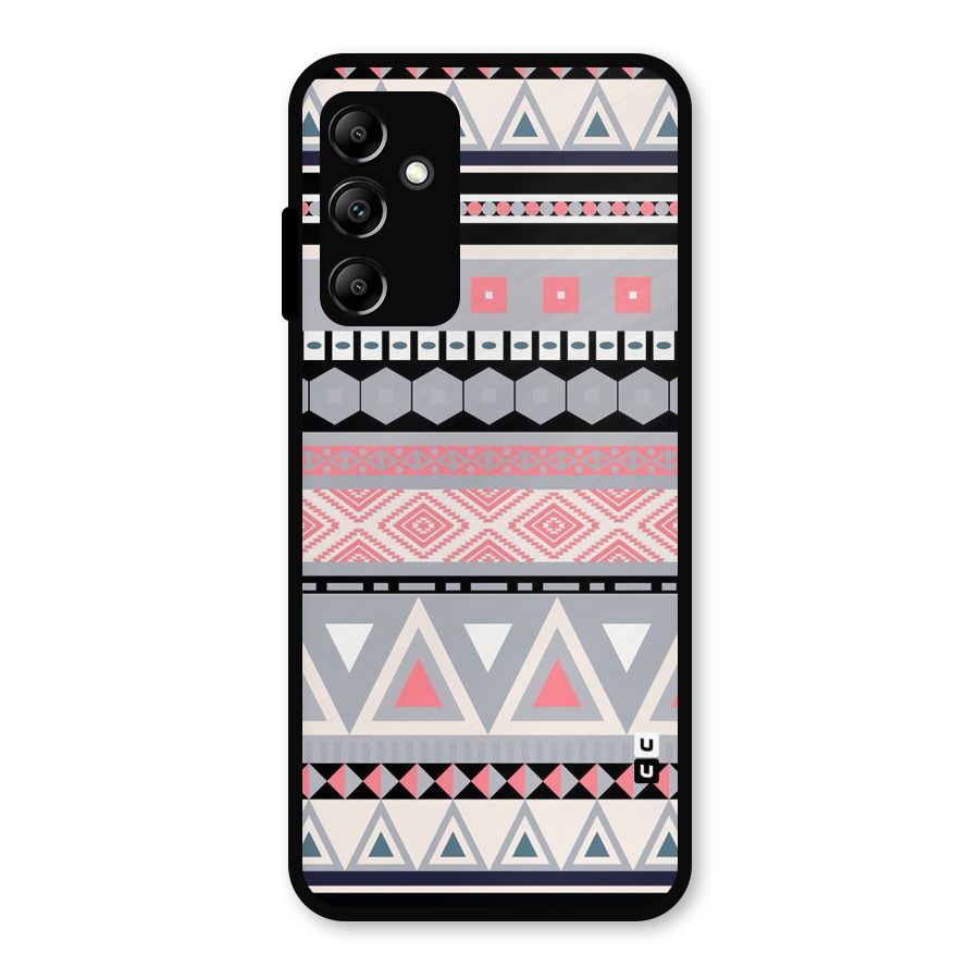 Grey Pink Pattern Metal Back Case for Galaxy A14 5G