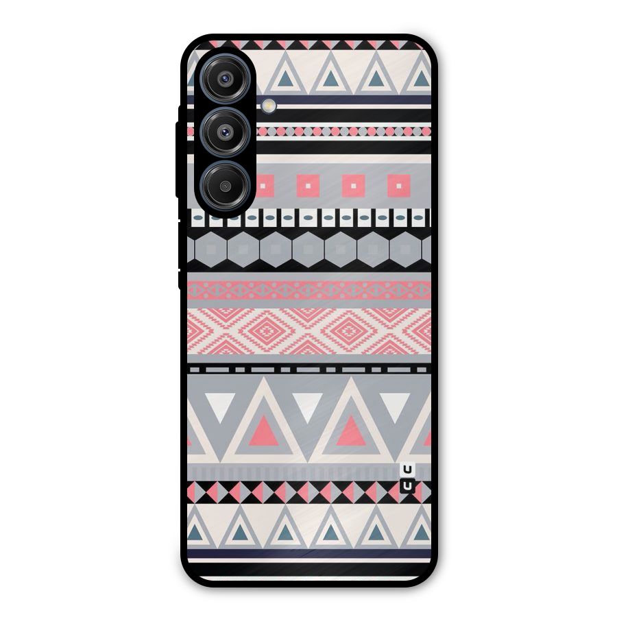 Grey Pink Pattern Metal Back Case for Galaxy A16 5G