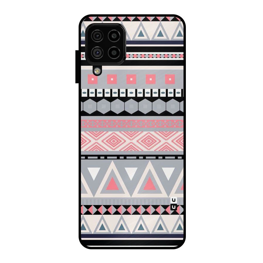 Grey Pink Pattern Metal Back Case for Galaxy A22 4G