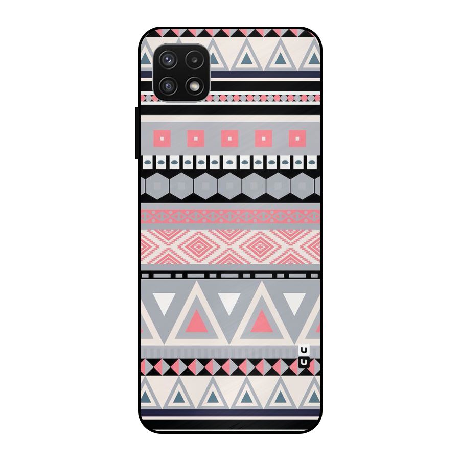 Grey Pink Pattern Metal Back Case for Galaxy A22 5G