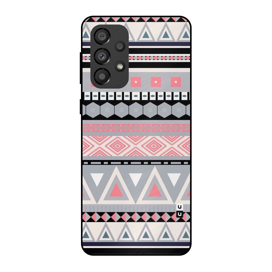 Grey Pink Pattern Metal Back Case for Galaxy A33 5G
