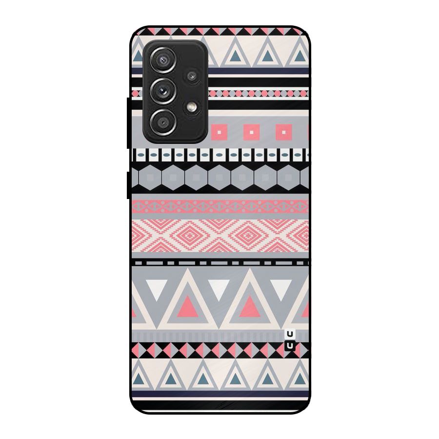 Grey Pink Pattern Metal Back Case for Galaxy A52
