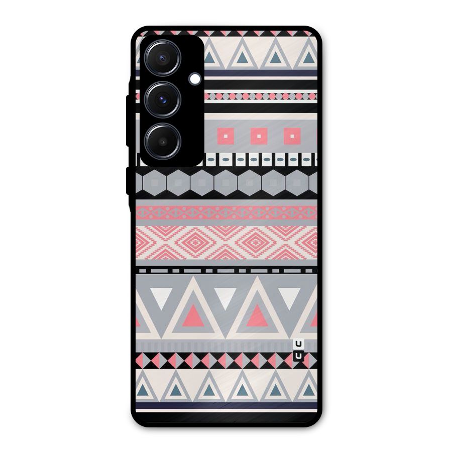 Grey Pink Pattern Metal Back Case for Galaxy A55