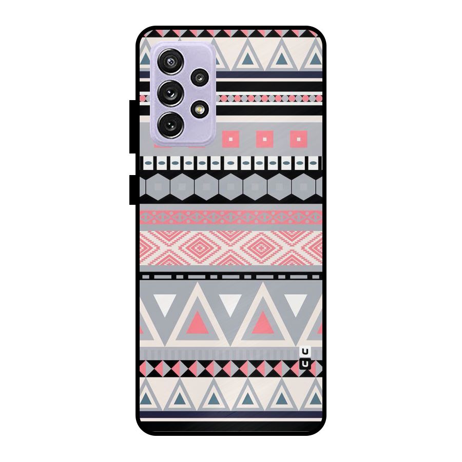 Grey Pink Pattern Metal Back Case for Galaxy A72