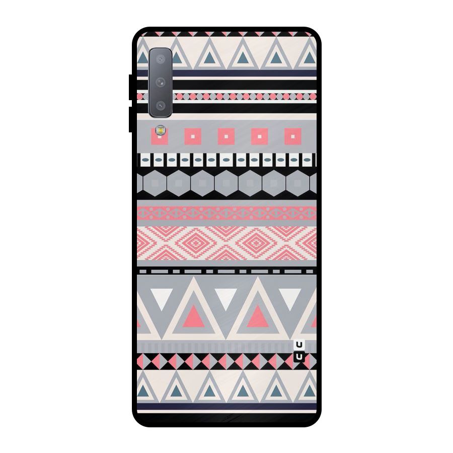 Grey Pink Pattern Metal Back Case for Galaxy A7 (2018)