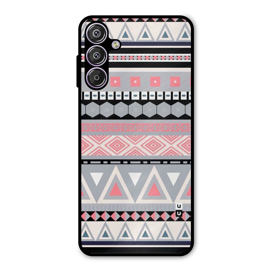 Grey Pink Pattern Metal Back Case for Galaxy F15