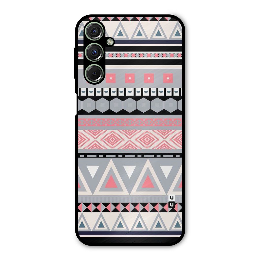 Grey Pink Pattern Metal Back Case for Galaxy F34