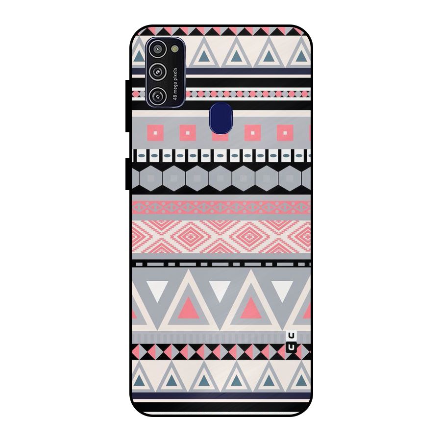 Grey Pink Pattern Metal Back Case for Galaxy M21