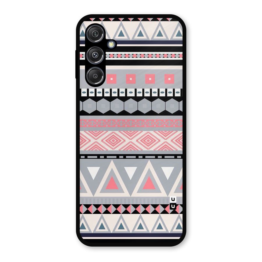 Grey Pink Pattern Metal Back Case for Galaxy M34 5G