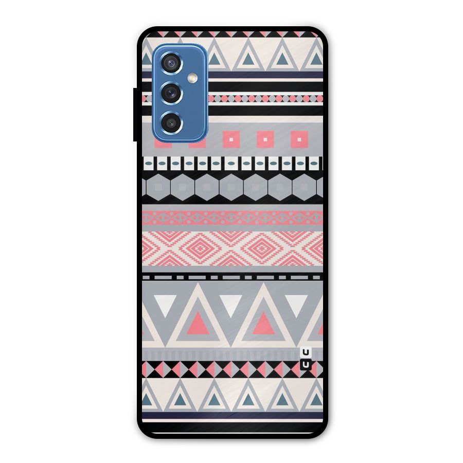 Grey Pink Pattern Metal Back Case for Galaxy M52 5G