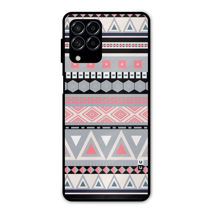 Grey Pink Pattern Metal Back Case for Galaxy M53 5G