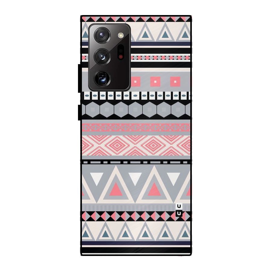 Grey Pink Pattern Metal Back Case for Galaxy Note 20 Ultra 5G