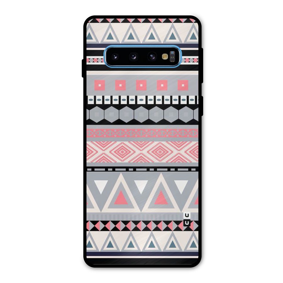 Grey Pink Pattern Metal Back Case for Galaxy S10