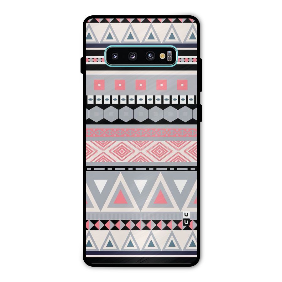 Grey Pink Pattern Metal Back Case for Galaxy S10 Plus