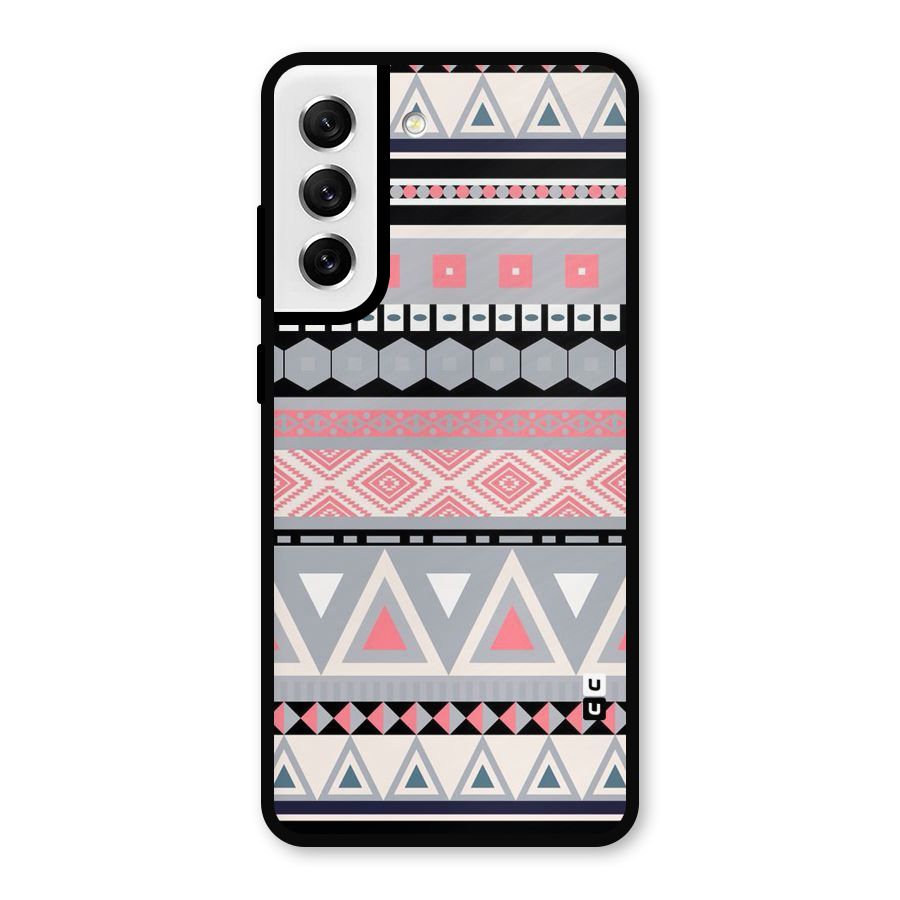 Grey Pink Pattern Metal Back Case for Galaxy S21 FE 5G