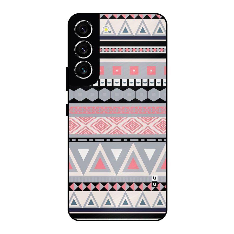 Grey Pink Pattern Metal Back Case for Galaxy S22 5G