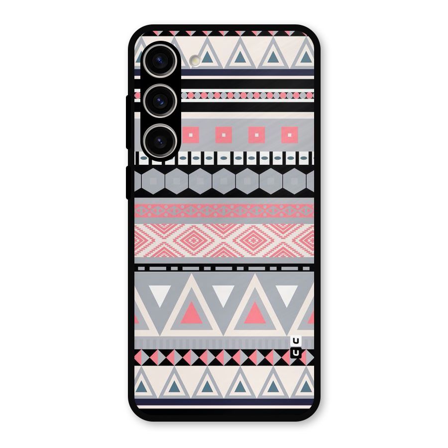 Grey Pink Pattern Metal Back Case for Galaxy S23 Plus