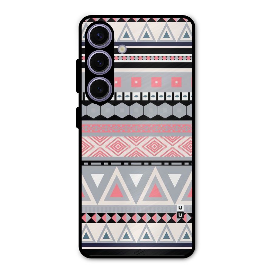 Grey Pink Pattern Metal Back Case for Galaxy S24