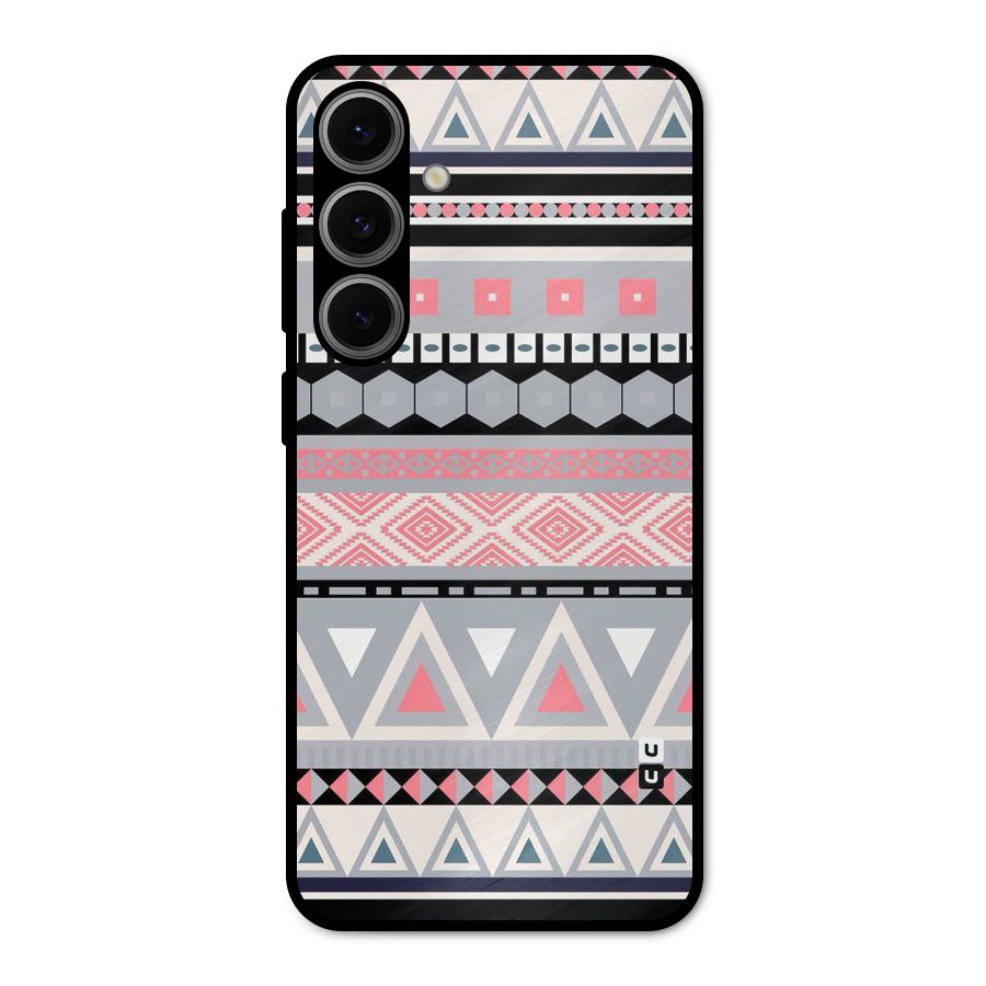 Grey Pink Pattern Metal Back Case for Galaxy S24 FE