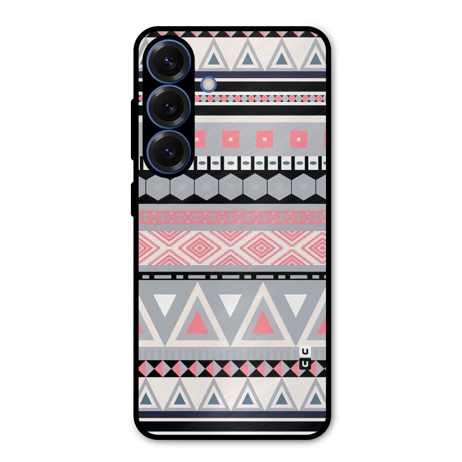 Grey Pink Pattern Metal Back Case for Galaxy S25