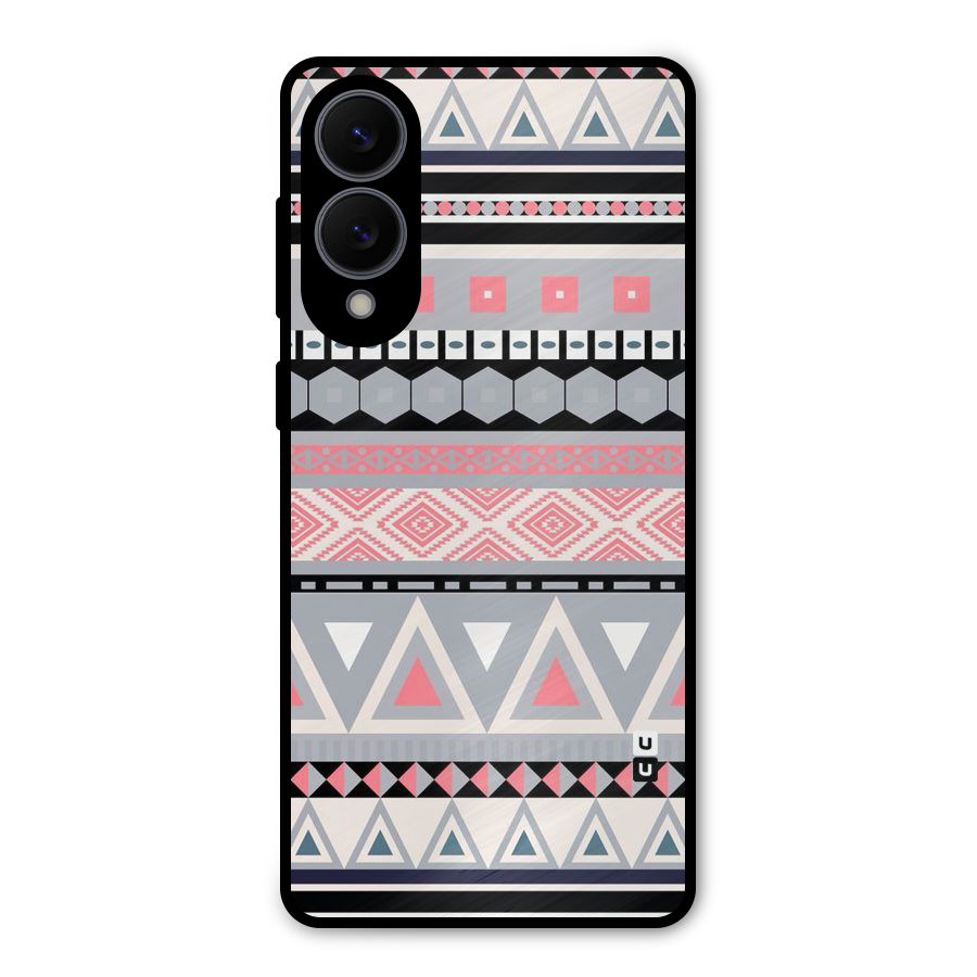 Grey Pink Pattern Metal Back Case for Galaxy S25 Edge