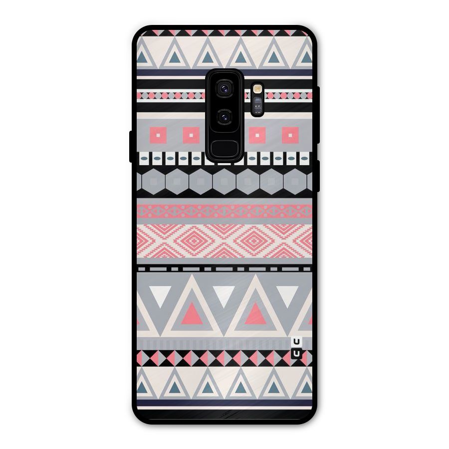 Grey Pink Pattern Metal Back Case for Galaxy S9 Plus