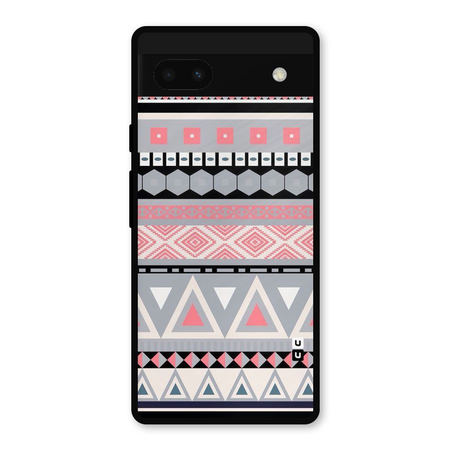 Grey Pink Pattern Metal Back Case for Google Pixel 6a