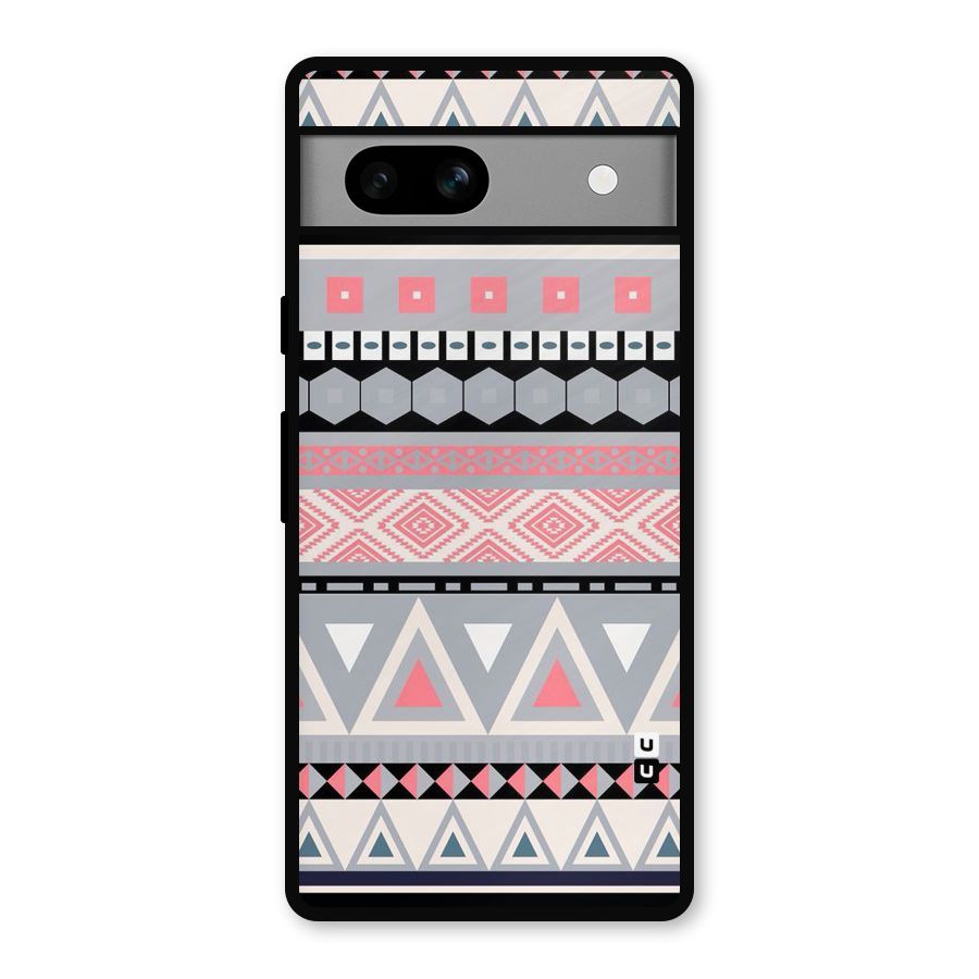 Grey Pink Pattern Metal Back Case for Google Pixel 7a