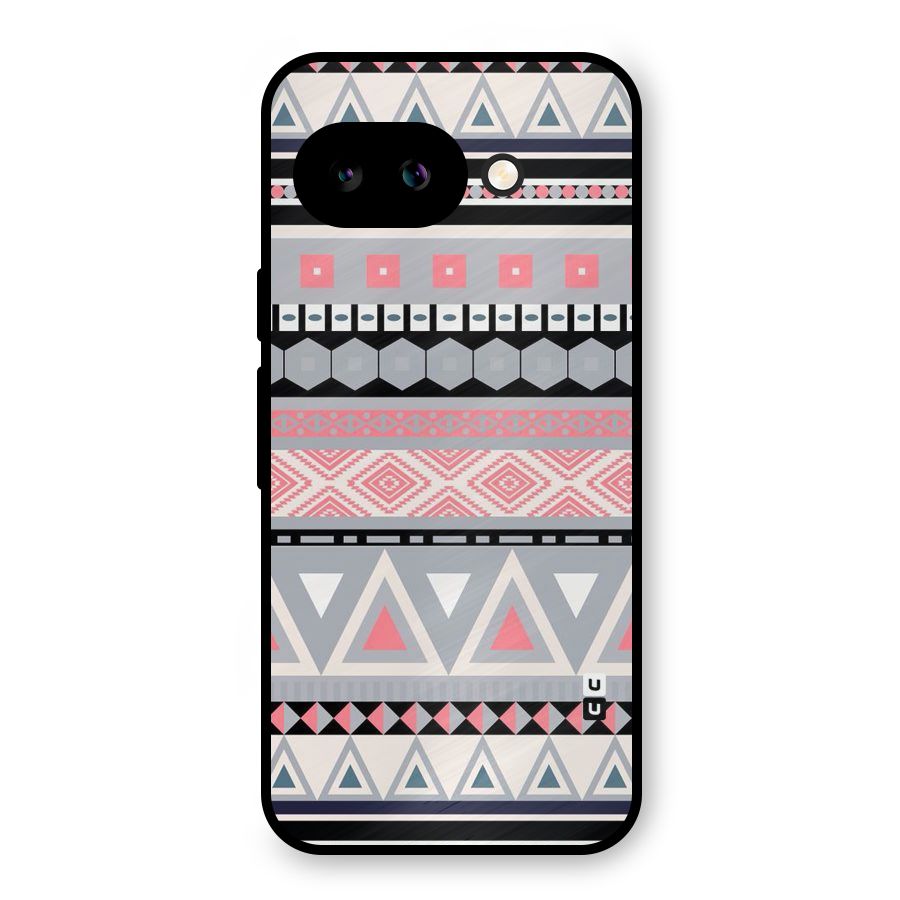 Grey Pink Pattern Metal Back Case for Google Pixel 9a