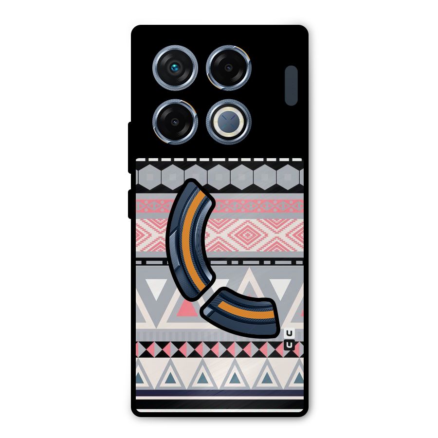 Grey Pink Pattern Metal Back Case for Infinix GT 20 Pro