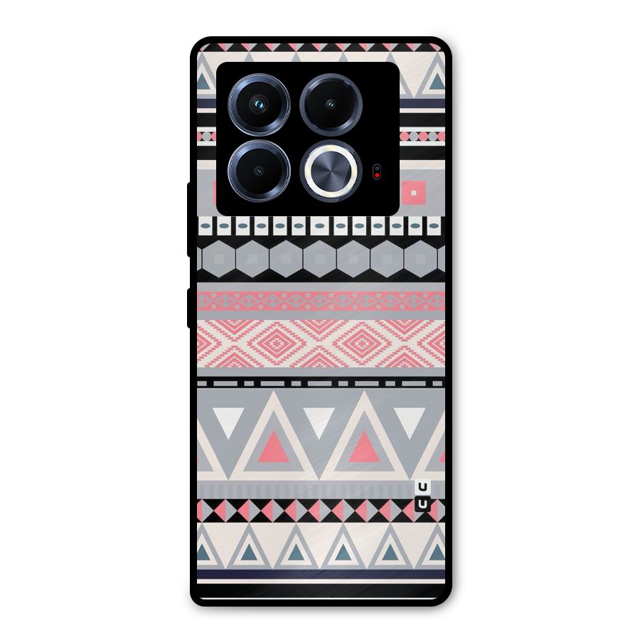 Grey Pink Pattern Metal Back Case for Infinix Note 40 5G