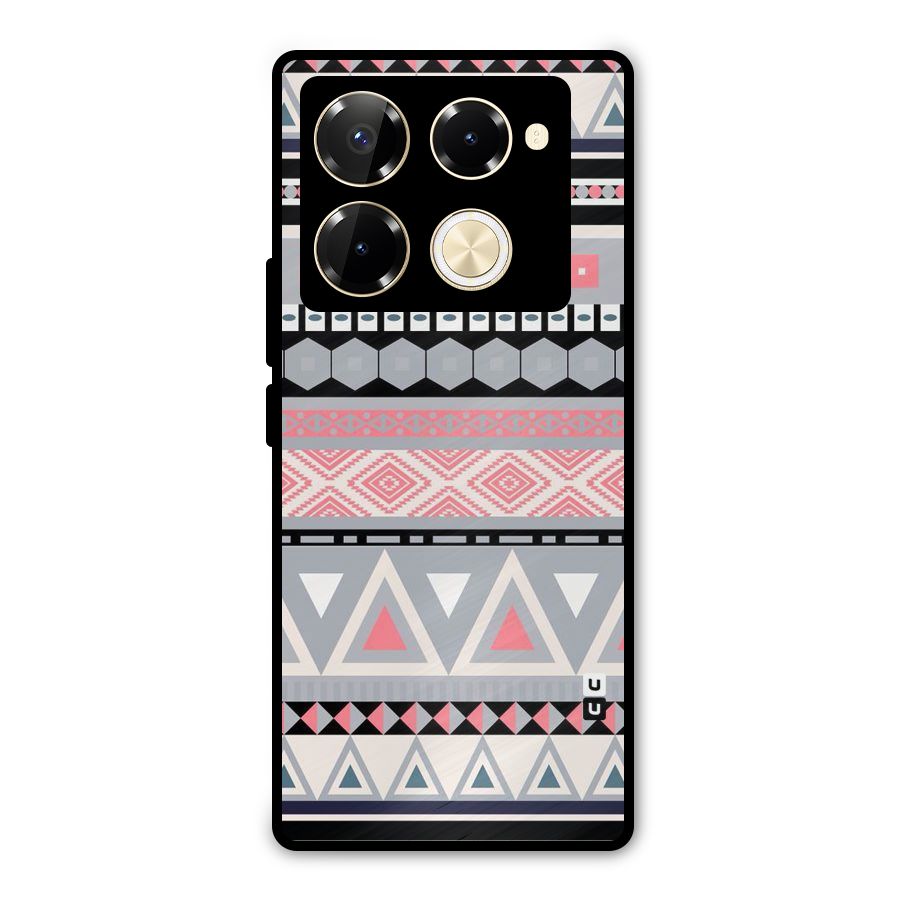 Grey Pink Pattern Metal Back Case for Infinix Note 40 Pro Plus