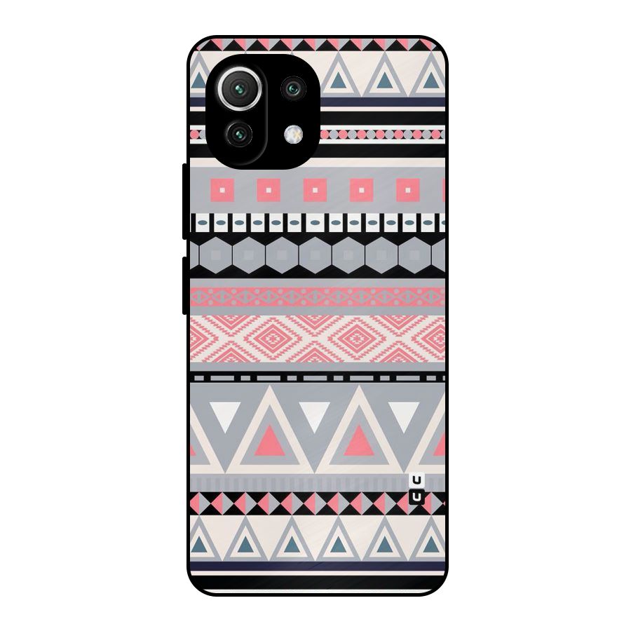 Grey Pink Pattern Metal Back Case for Mi 11 Lite NE 5G
