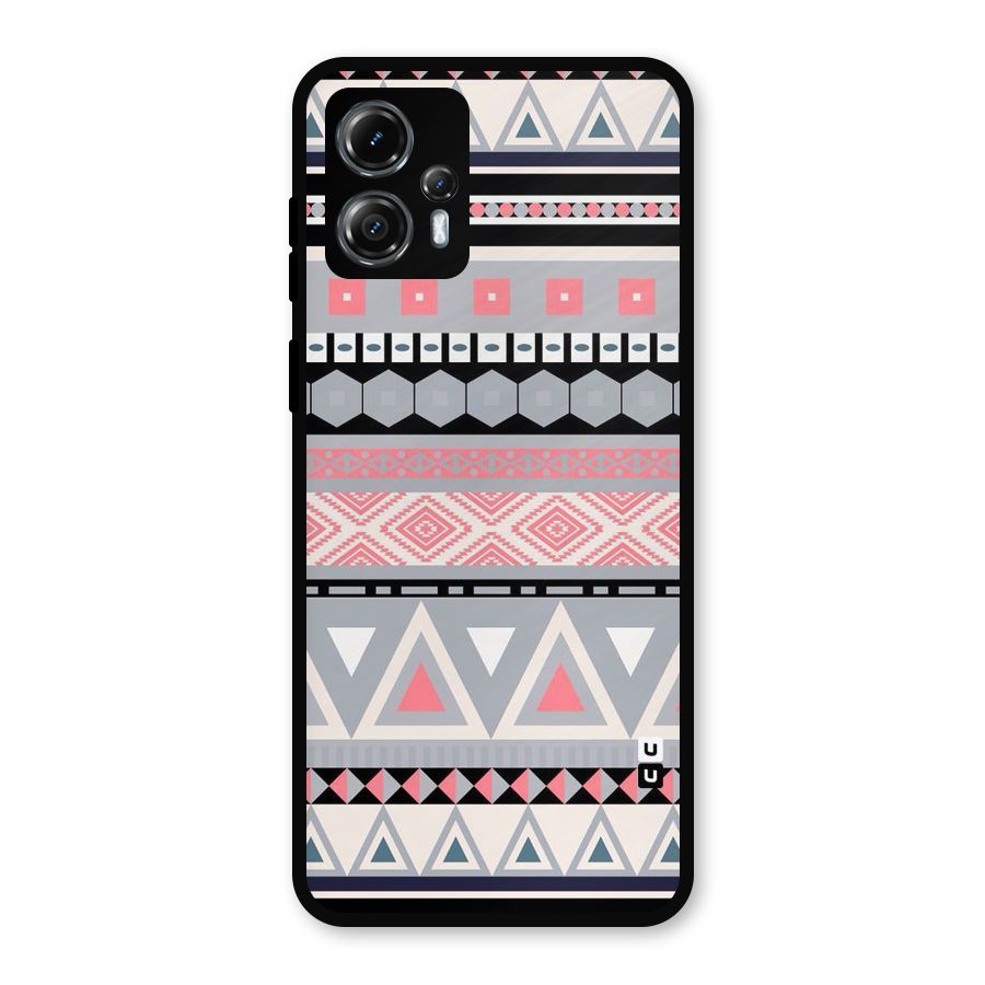 Grey Pink Pattern Metal Back Case for Moto G13