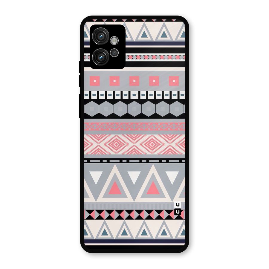 Grey Pink Pattern Metal Back Case for Moto G32