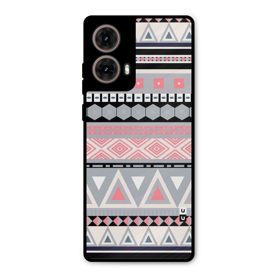 Grey Pink Pattern Metal Back Case for Moto G85
