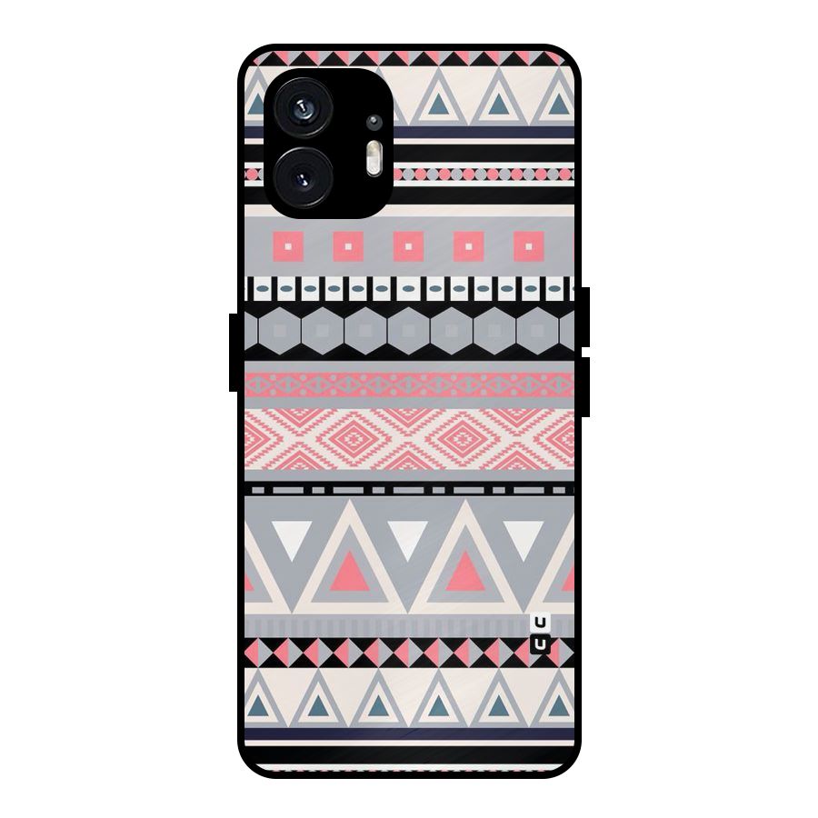 Grey Pink Pattern Metal Back Case for Nothing Phone 2