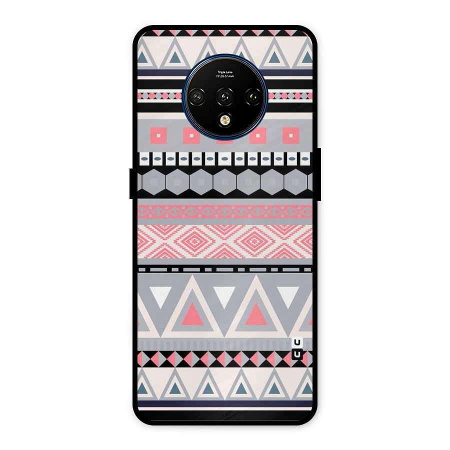 Grey Pink Pattern Metal Back Case for OnePlus 7T